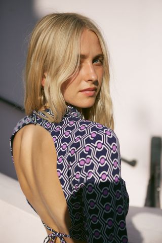 Zara + Geometric Print Crop Top