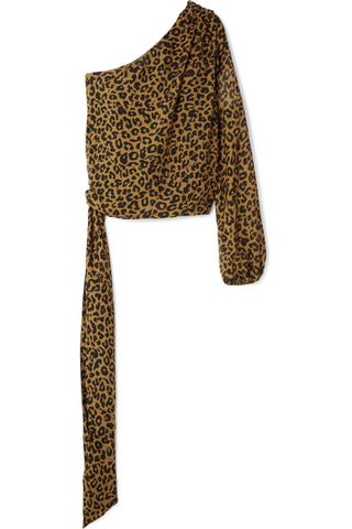 Michelle Mason + One-Shoulder Leopard-Print Silk-Chiffon Top