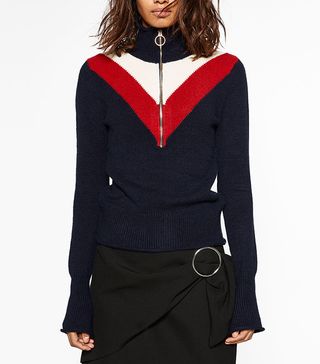 Zara + Zipped High Neck Sweater