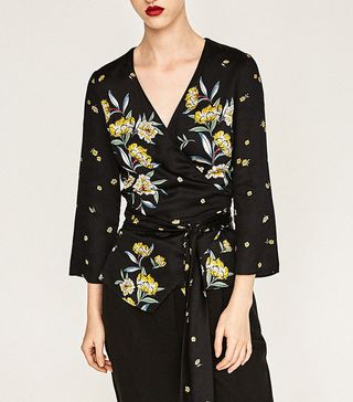 Zara + Printed Kimono Blouse