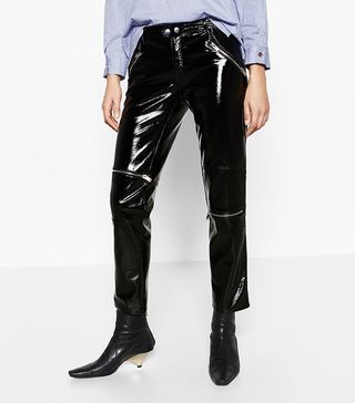 Zara + Patent Finish Biker Trousers