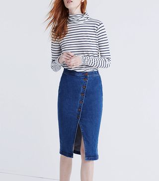 Madewell + Asymmetrical Jean Skirt