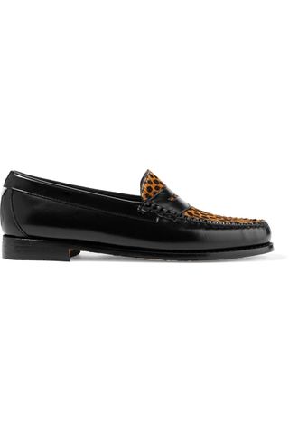 Re/Done + Weejuns the Whitney Glossed-Leather and Leopard-Print Calf Hair Loafers