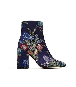 Zara + Embroidered Detail Ankle Boots
