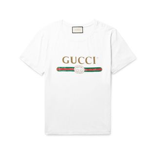 Gucci + Distressed Printed Cotton-Jersey T-Shirt