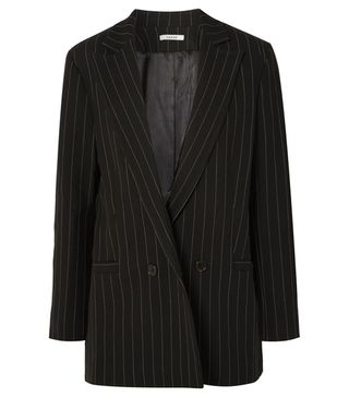 Ganni + Pinstriped Crepe Blazer