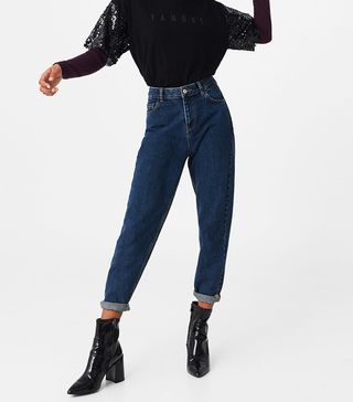 Mango + Relaxed Cropped Mom Jeans
