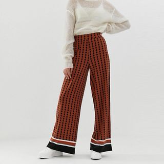 ASOS + Design Geo Wide Leg With Striped Hem