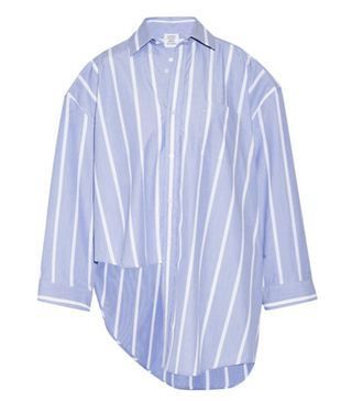 Vetements + Oversized Asymmetric Striped Cotton-Poplin Shirt