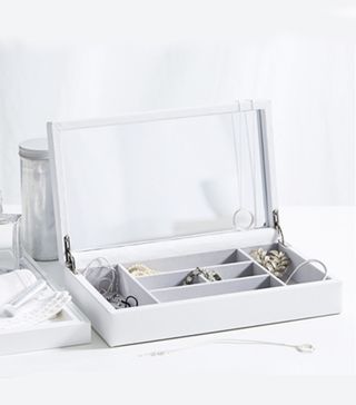 White Company + Leather Jewellery Box in White