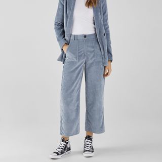 Bershka + Wide-Leg Corduroy Trousers