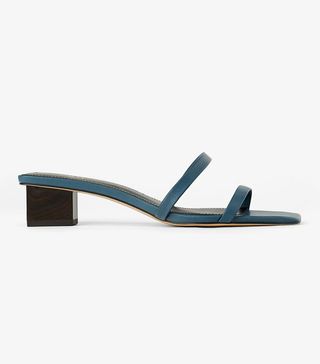 Zara + Wood-Effect Heel Leather Sandal