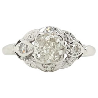 Vintage + Art Deco 0.65 Old European Cut and Single Diamond Engagement Ring