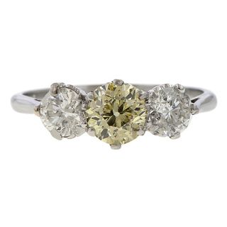 Vintage + Three Diamond Engagement Ring
