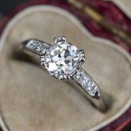 Vintage + Heirloom Old Mine Cut Diamond Vintage Engagement Ring