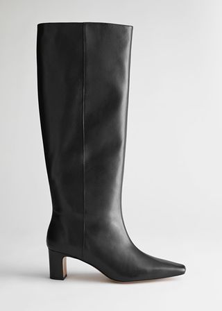 & Other Stories + Almond Toe Knee High Leather Boots