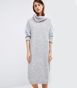 ASOS + Selected Livana Knitted Dress with Roll Neck Detail