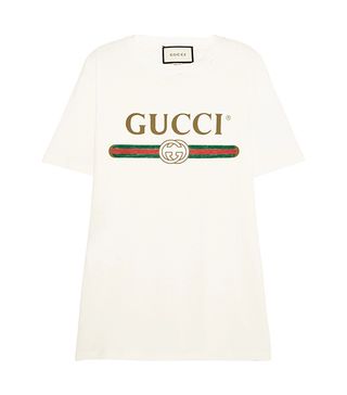 Gucci + Appliquéd Distressed Printed Cotton-Jersey T-Shirt