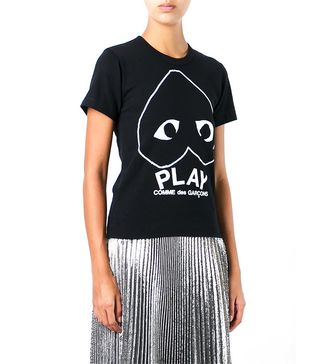 Comme Des Garçons Play + Logo Print T-Shirt