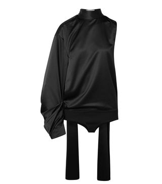 Solace London + Thara One-Shoulder Satin-Crepe Bodysuit
