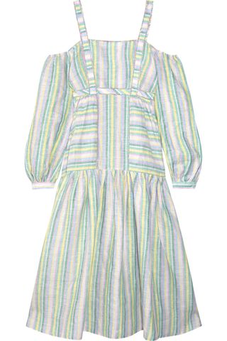 Gül Hürgel + Off-the-Shoulder Striped Linen Midi Dress