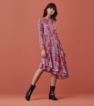 Finery + Mays Flying Swallow Printed Jersey Dress