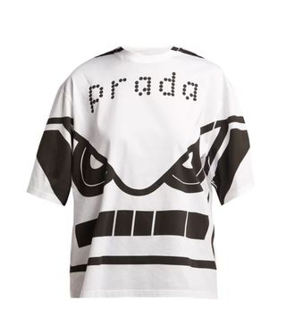 Prada + Face-Print Cotton T-Shirt