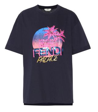 Fendi + Cotton Sequined Logo T-Shirt