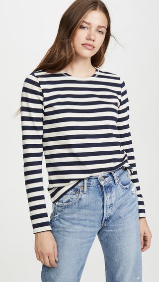 Ganni + Striped Cotton Jersey Tee