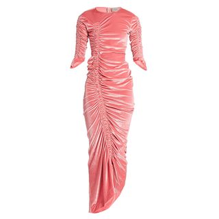 Preen By Thornton Bregazzi + Hitch Ruched Pink Velvet Dress