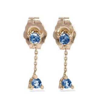Wwake + Two-Step 14-Karat Gold Sapphire Earrings
