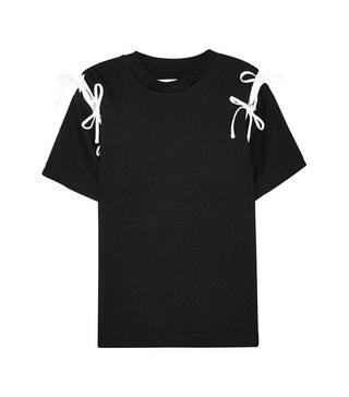 Facetasm + Bow-Embellished Cutout Cotton-Jersey T-Shirt