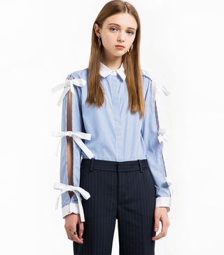 Pixie Market + Striped Tie Sleeve Shirt