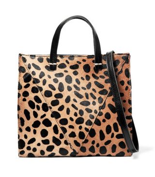 Clare V + Simple Mini Leopard-Print Calf Hair and Textured-Leather Shoulder Bag
