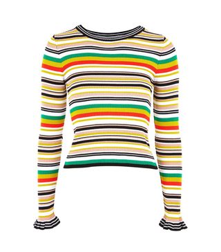 Topshop + Hyper Stripe Knitted Crop Jumper