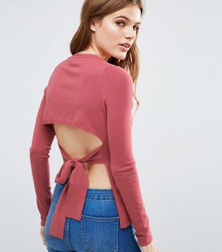 ASOS + Jumper With Tie Open Back