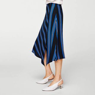 Mango + Striped Asymmetric Skirt