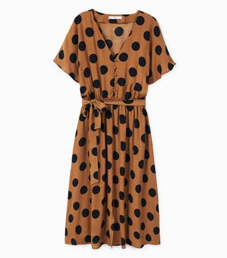 Mango + Polka-Dot Flared Dress