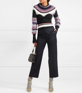 Burberry + Ribbed Intarsia-Knit Sweater