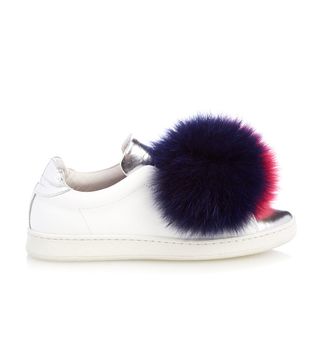 Joshua Sanders + Fur-Pompom Leather Trainers