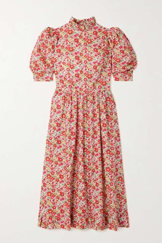 O Pioneers + Bessie Ruffled Floral-Print Cotton Midi Dress