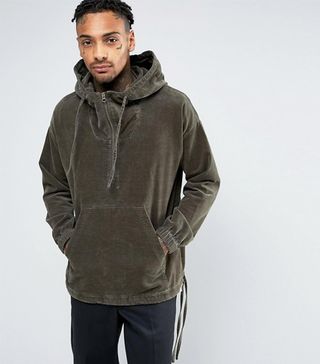 ASOS + Windbreaker in Brushed Cord in Khaki