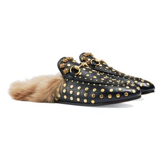 Gucci + Princetown Studded Slippers
