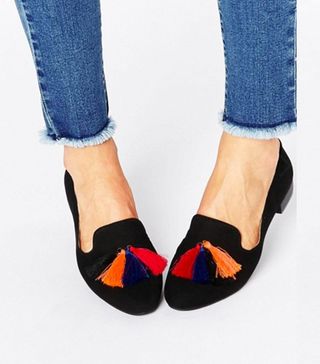 Glamorous + Tassel Black Slipper Shoes