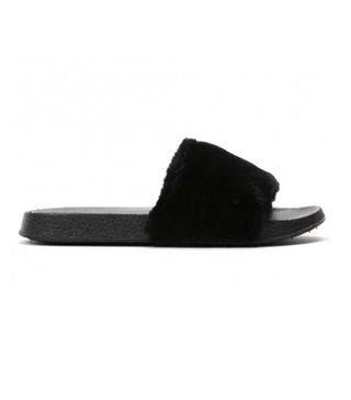 Public Desire + Kendal Faux Fur Black Sandal