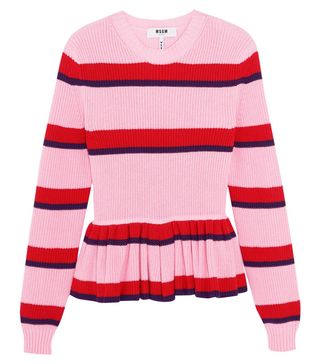 MSGM + Striped Cotton Peplum Sweater