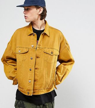 ASOS + Oversized Denim Jacket in Vintage Yellow