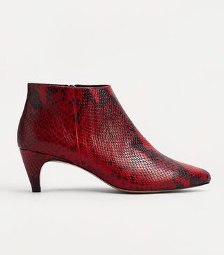 Mango + Snakeskin Finish Leather Ankle Boots