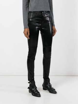 Giamba + Leather-Effect Skinny Trousers