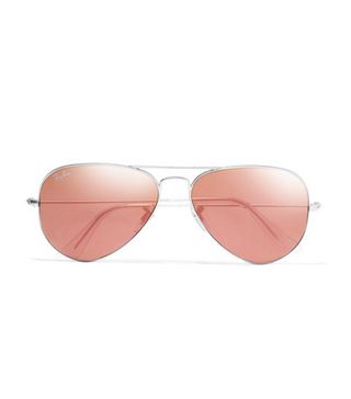 Ray Ban + Aviator Silver-Tone Mirrored Sunglasses